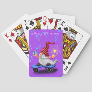 Baraja De Cartas Gnome del patinador feliz con Sparkler y regalo pa