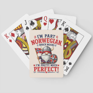 Baraja De Cartas Gnome divertido vikingo/noruego, "Soy parte norueg