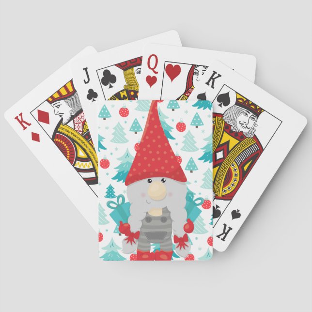 Baraja De Cartas Gnome festivo con regalos (Reverso)