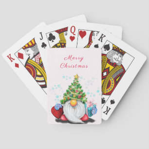 Baraja De Cartas Gnome lindo con Gorra y regalo de árbol de Navidad