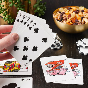 Baraja De Cartas Gnomo de dibujos animados divertidos montando un c
