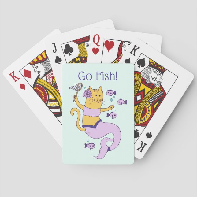 Baraja De Cartas Go Fish Mermaid Cat Jugar Tarjetas (Reverso)