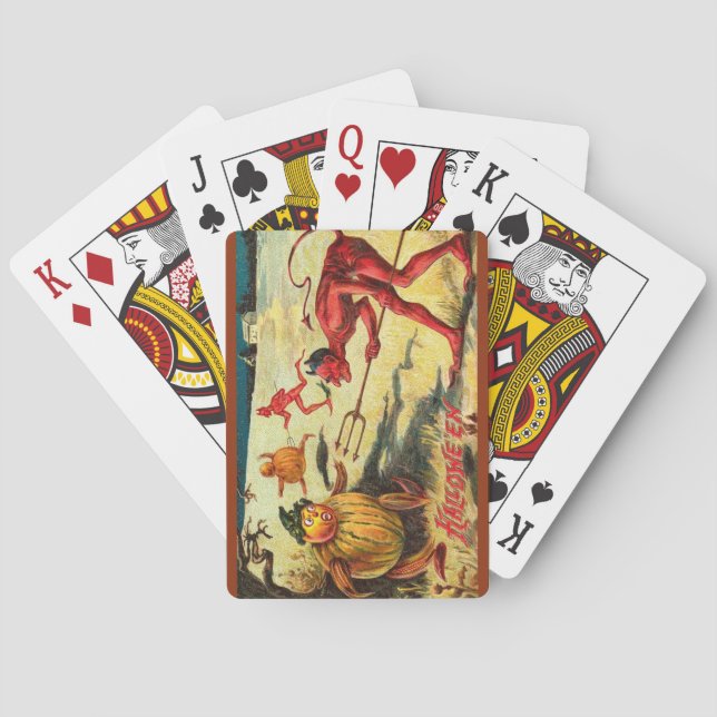Baraja De Cartas Goblins interesantes del diablo de Halloween del (Reverso)