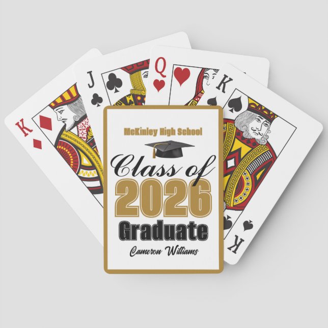 Baraja De Cartas Gold Class of 2026 Custom Graduation Party (Reverso)