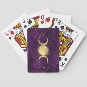 Baraja De Cartas Gold Triple luna morada Starry Sky personalizado