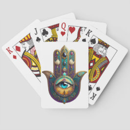 Baraja De Cartas Gold Violeta Verde Acuático Hamsa con Tercer Ojo T