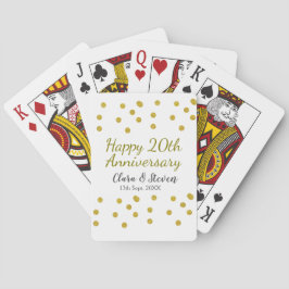Baraja De Cartas Golden dots glitter happy 20th anniversary wedding