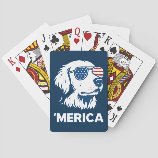 Baraja De Cartas Golden Retriever 4 De Julio Merica (Reverso)