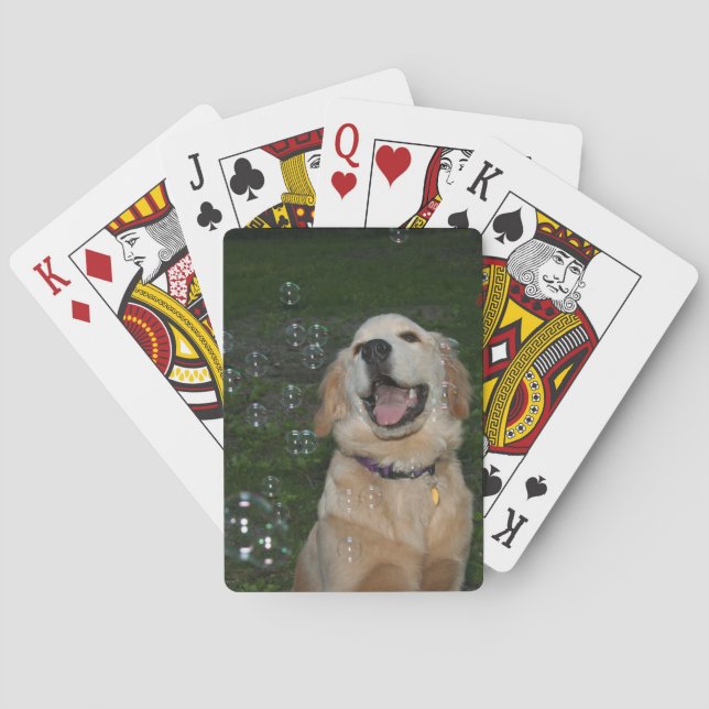 Baraja De Cartas Golden retriever con las burbujas (Reverso)