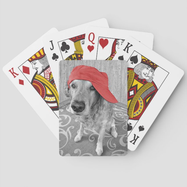 Baraja De Cartas Golden Retriever con tapa roja (Reverso)