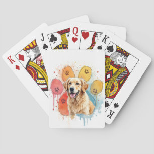 Baraja De Cartas Golden Retriever en Huella de Agua