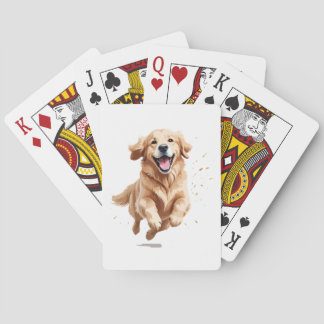 Baraja De Cartas Golden Retriever Happy Playong Fun Saltando Al Air