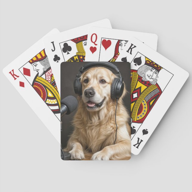 Baraja De Cartas Golden Retriever Hosting a Podcast (Reverso)