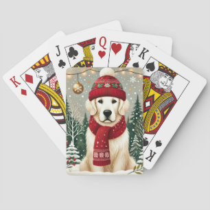 Baraja De Cartas Golden Retriever in Festive Sweater - Cozy Christm