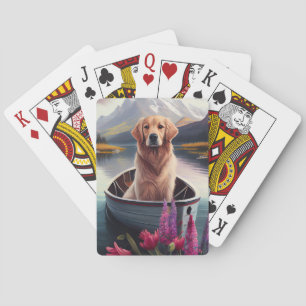 Baraja De Cartas Golden Retriever on a Paddle: Una aventura panorám