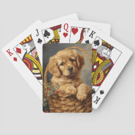 Baraja De Cartas Golden Retriever Puppy en una cesta