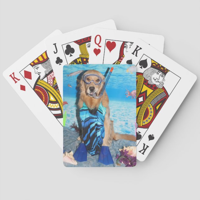 Baraja De Cartas Golden retriever Snorkeler (Reverso)