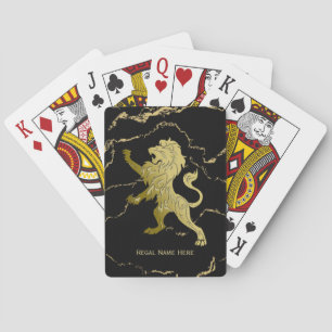 Baraja De Cartas Golden Royal Lion Black Marble Personal