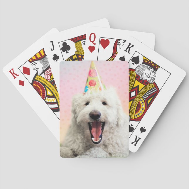 Baraja De Cartas Goldendoodle Con Fiesta Gorra (Reverso)