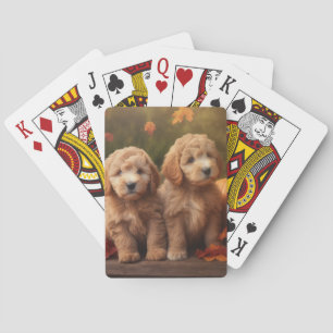 Baraja De Cartas Goldendoodle Puppy Autumn Delight Pumpkin