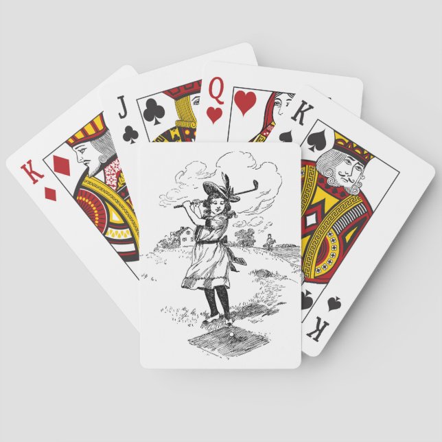 Baraja De Cartas Golf Chica Golfing Vintage Art (Reverso)