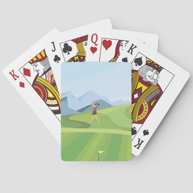 Baraja De Cartas Golf de golf en verde   (Reverso)