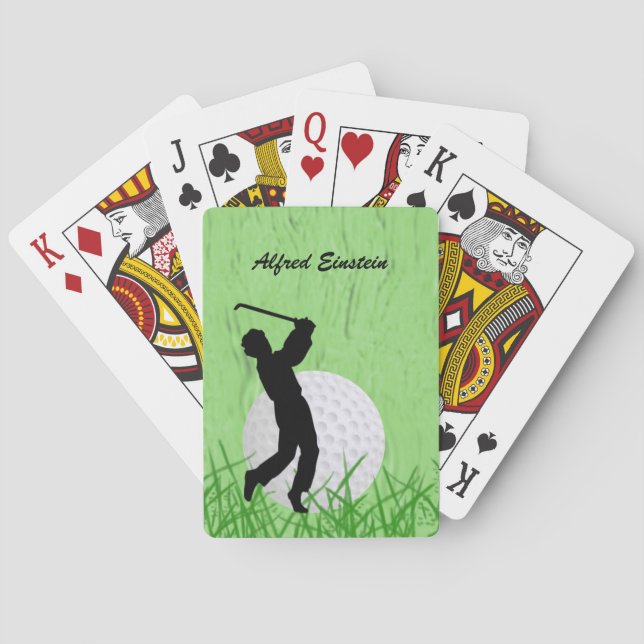 Baraja De Cartas Golfer y Ball rodeados de césped Personalize (Reverso)