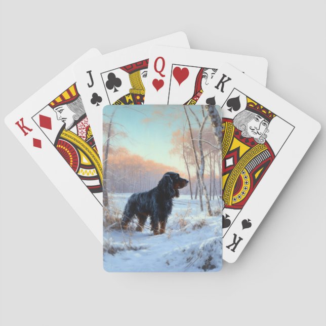 Baraja De Cartas Gordon Setter Deja que nieve Navidad (Reverso)