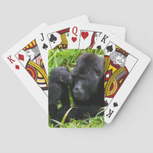 Baraja De Cartas Gorila de montaña infantil besa a un gorila espald