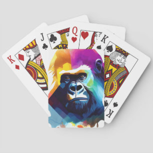 Baraja De Cartas Gorilla Ape Naturaleza salvaje Color animal Pintur