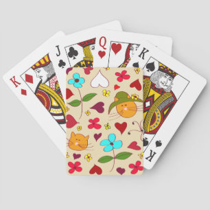 Baraja De Cartas Gorra floral lindo 2 de la flor del gato
