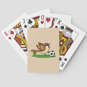 Baraja De Cartas Gorrión de dibujos animados lindo jugando fútbol