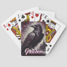 Baraja De Cartas Gothic Raven Crow Bird Painting Personalized