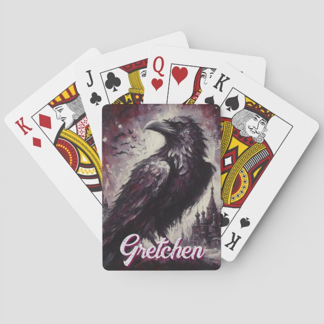 Baraja De Cartas Gothic Raven Crow Bird Painting Personalized (Reverso)