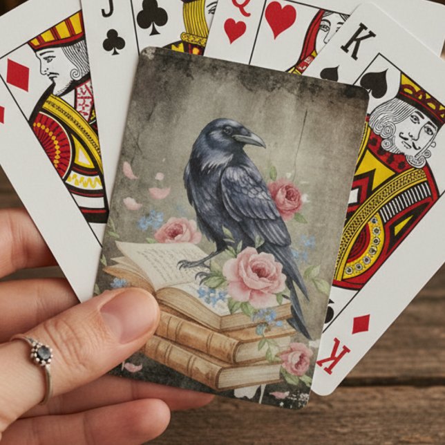 Baraja De Cartas Gótico Cuervo Dark Academia (Dark Academia Raven, Books and Roses playing cards
)