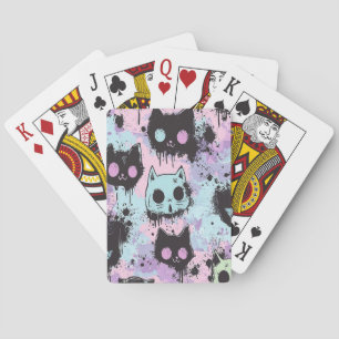 Baraja De Cartas Gótico de Kawaii Pastel Cute Patchwork Gato asquer