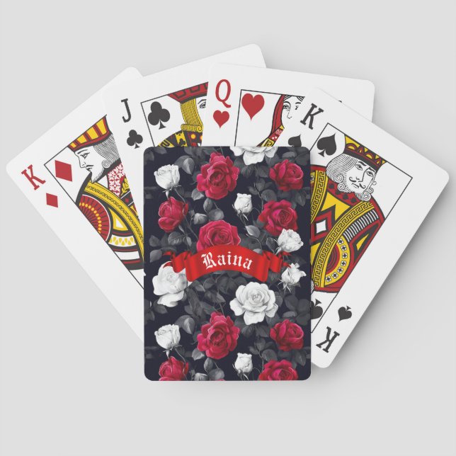 Baraja De Cartas Gótico Roses Blanco y Negro Rojo (Reverso)