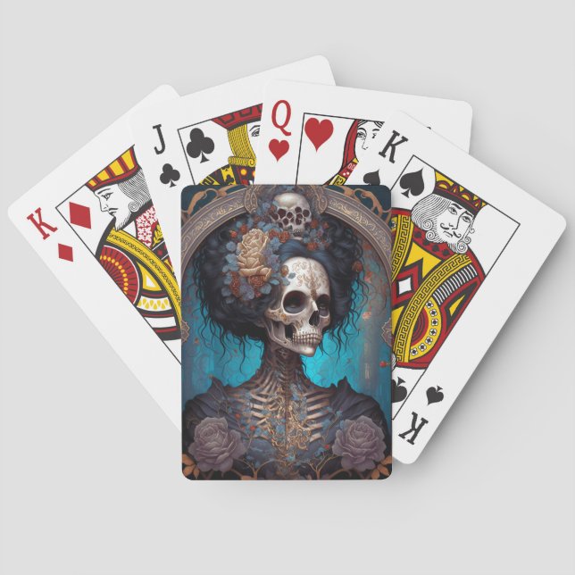 Baraja De Cartas Gótico Skeleton Skull Mujer Gótica (Reverso)