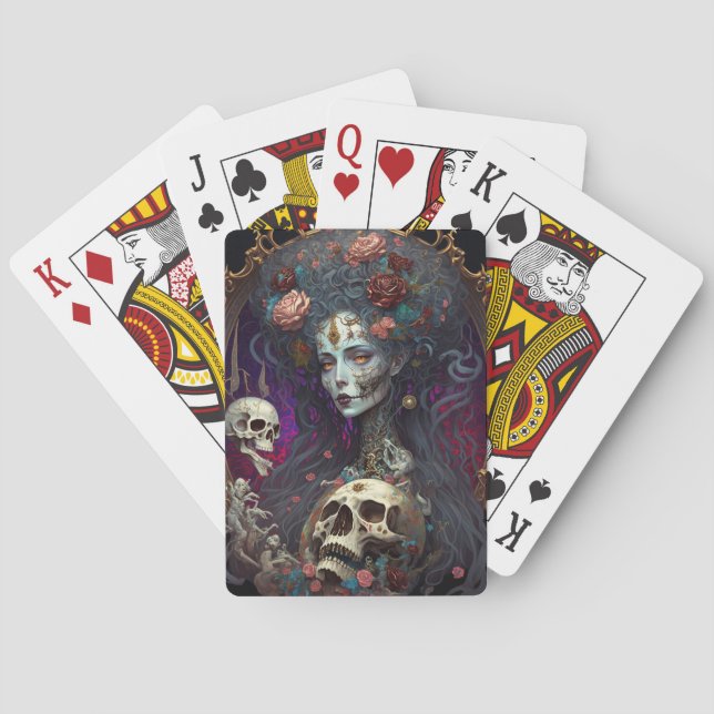 Baraja De Cartas Gótico Skull Zombie Mujer Gótica (Reverso)