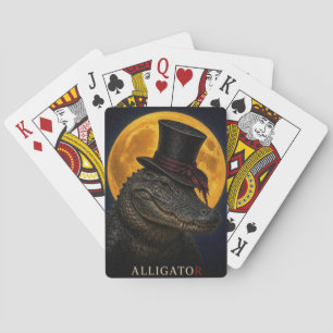 Baraja De Cartas Gótico Surrealista de Caimán con Sombrero Alto