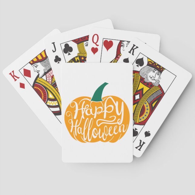 Baraja De Cartas Grabación feliz de Halloween con calabaza tallada