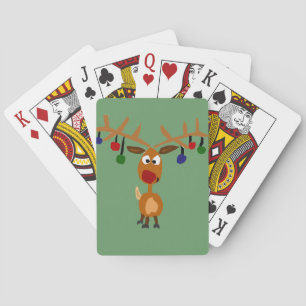 Baraja De Cartas Gracioso arte de Navidades de renos de Red Nosed