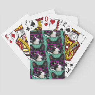 Baraja De Cartas Gracioso Gafas Tuxedo Cat Guay Patrón épico