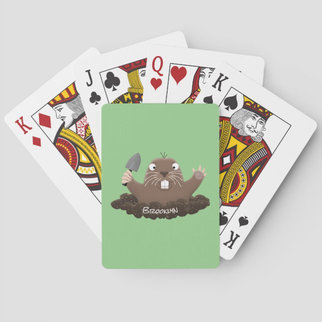 Baraja De Cartas Gracioso gopher digging personalizado ilustracion (Reverso)