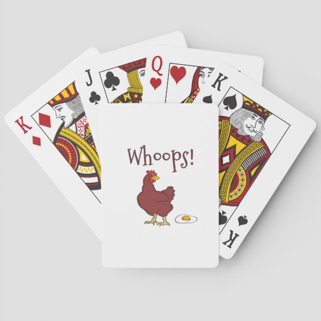 Baraja De Cartas Gracioso Humorístico Whoops Chicken Laying Fried E (Reverso)