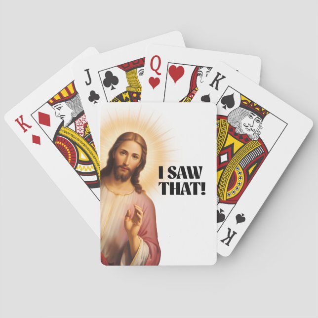Baraja De Cartas Gracioso Jesús Meme Lo Vi (Reverso)