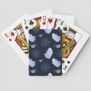 Baraja De Cartas Gracioso patrón de Halloween con araña fantasma.