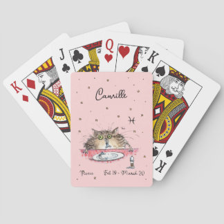Baraja De Cartas Gracioso Pisces Zodiac Cat Star detoscopio de sign