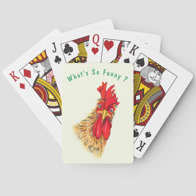 Baraja De Cartas Gracioso Rooster Jugando Tarjetas Personalizado Te (Reverso)