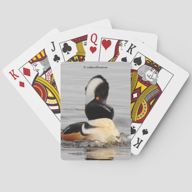 Baraja De Cartas Gracioso Sorprendido Merganser Waterfowl Duck (Reverso)